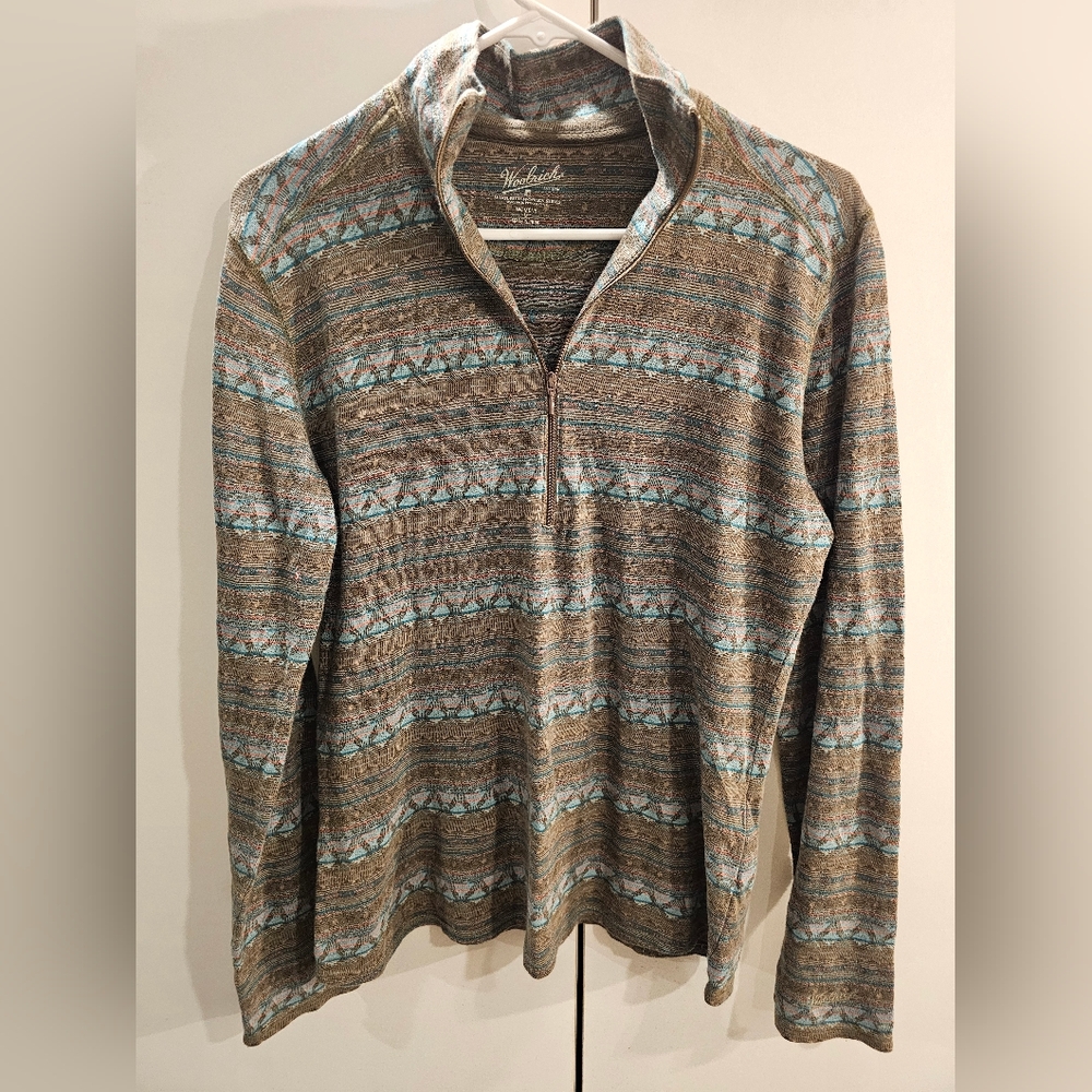 Woolrich Womans Medium Cotton Aztec Pattern 1/4 Zip